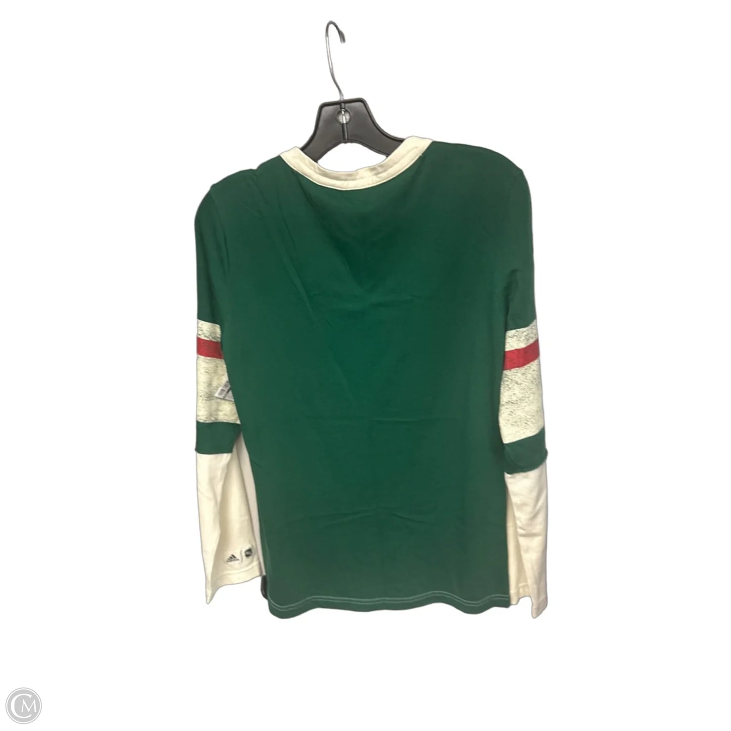 Athletic Top Long Sleeve Crewneck By Adidas In Green & Red, Size: L
