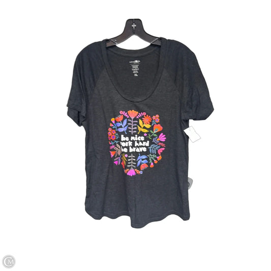Top Short Sleeve By Natural Life In Black & Orange, Size: Xl