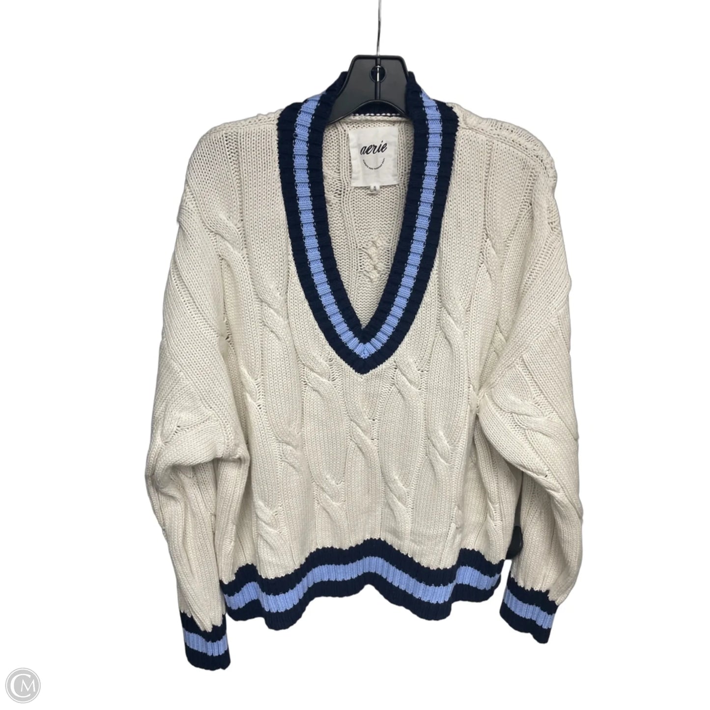 Sweater By Aerie In Blue & Cream, Size: Xl