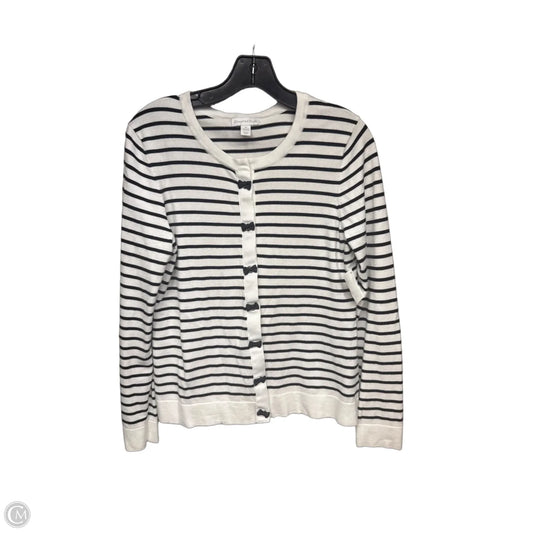 Sweater Cardigan By Charter Club In Striped Pattern, Size: M