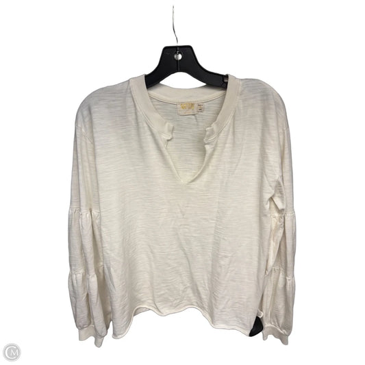 Top Long Sleeve By Nation In Cream, Size: S
