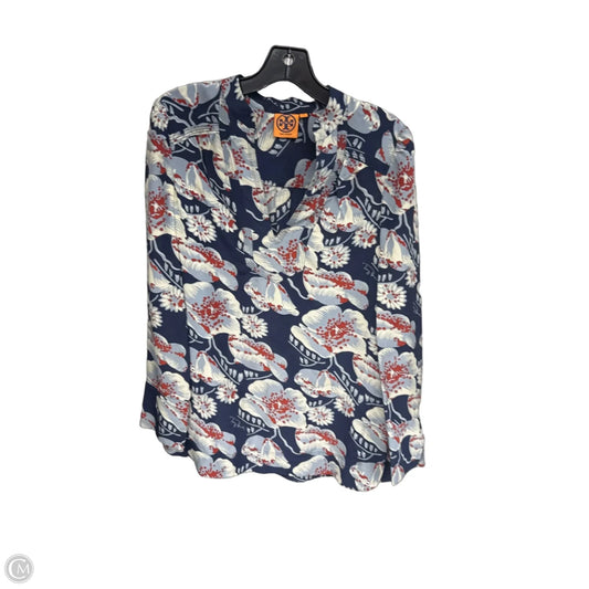 Top Long Sleeve Designer By Tory Burch In Blue & Red, Size: 4