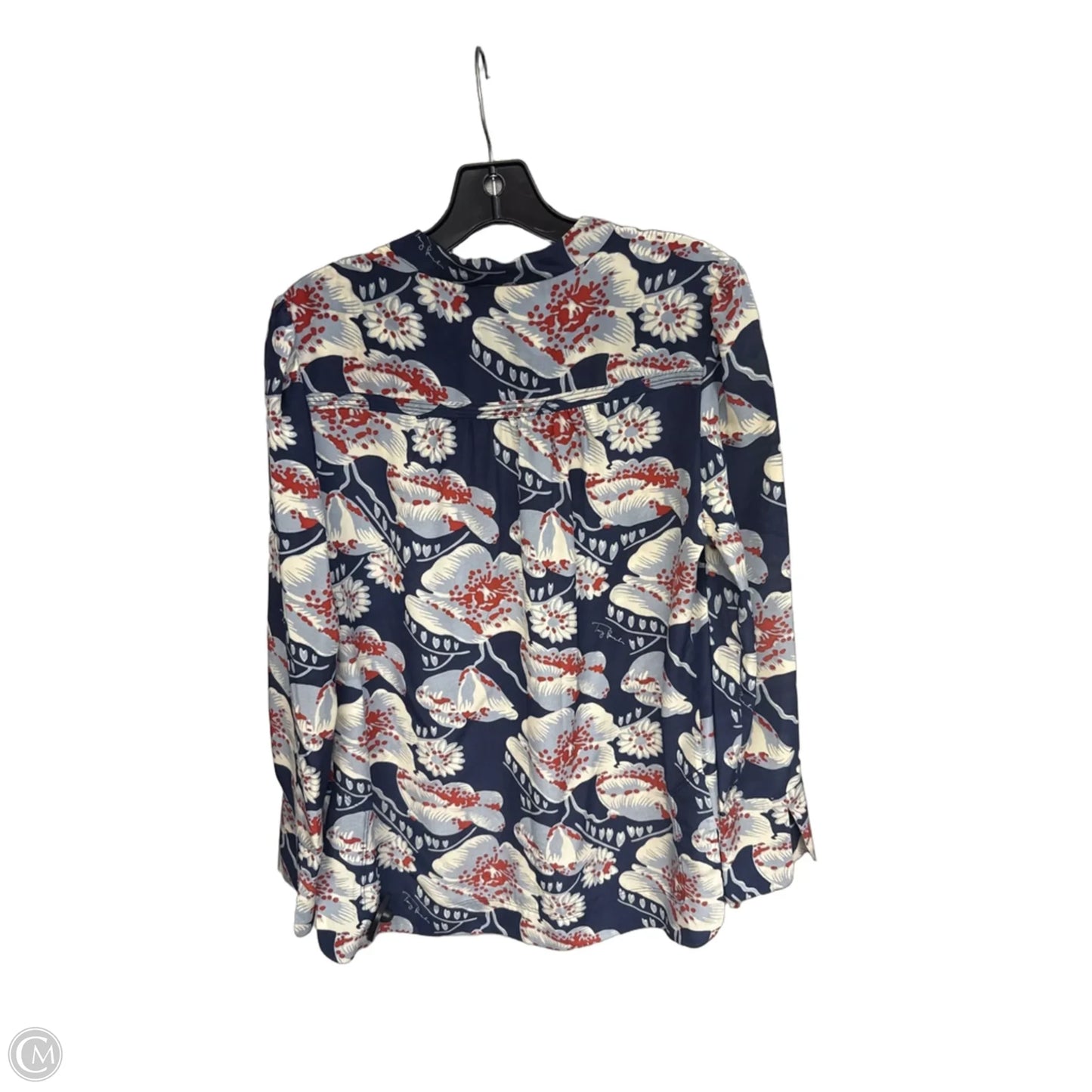 Top Long Sleeve Designer By Tory Burch In Blue & Red, Size: 4