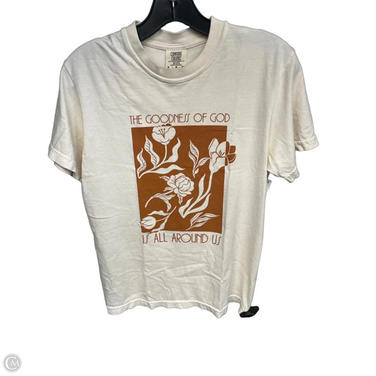 Top Short Sleeve By Comfort Colors In Brown & Cream, Size: S