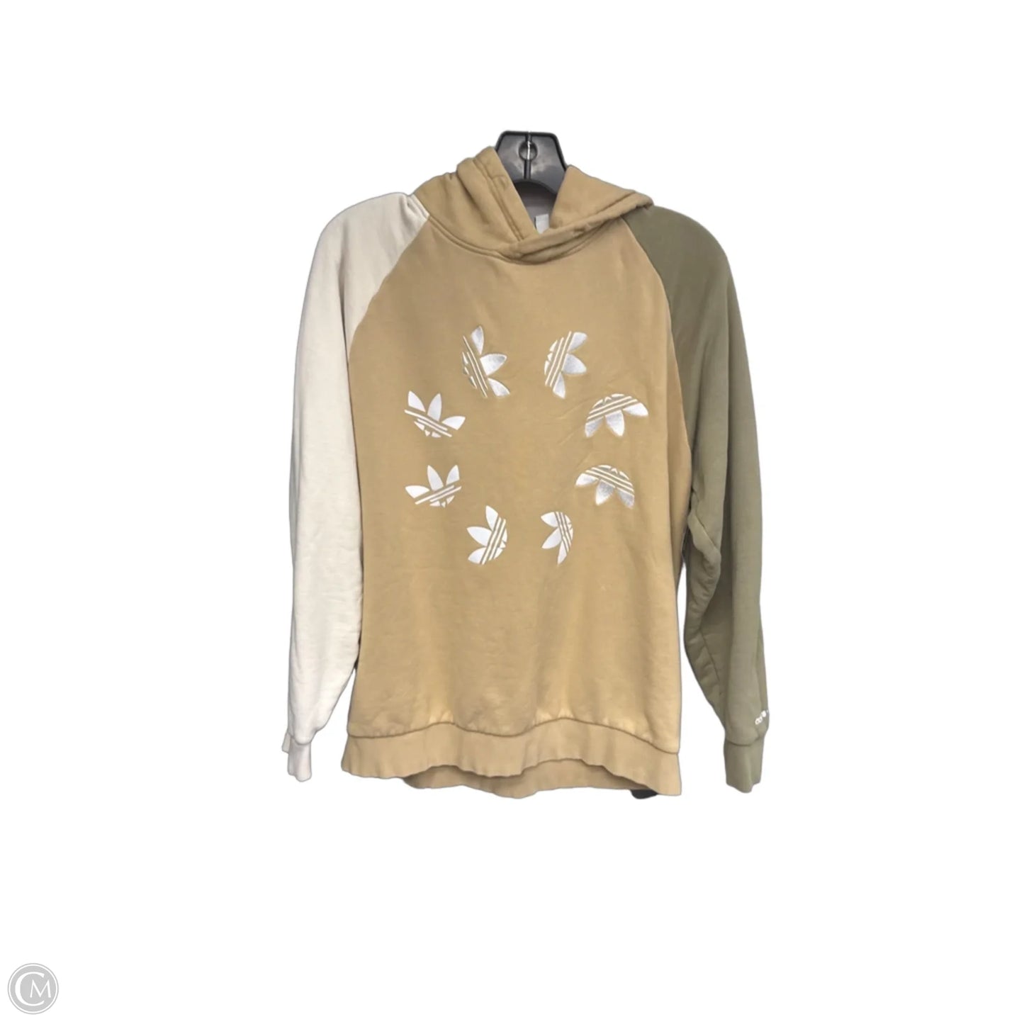 Athletic Sweatshirt Hoodie By Adidas In Green & Tan, Size: M