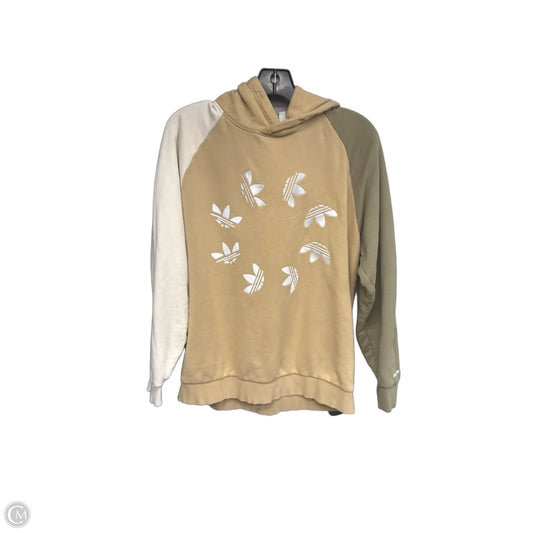 Athletic Sweatshirt Hoodie By Adidas In Green & Tan, Size: M