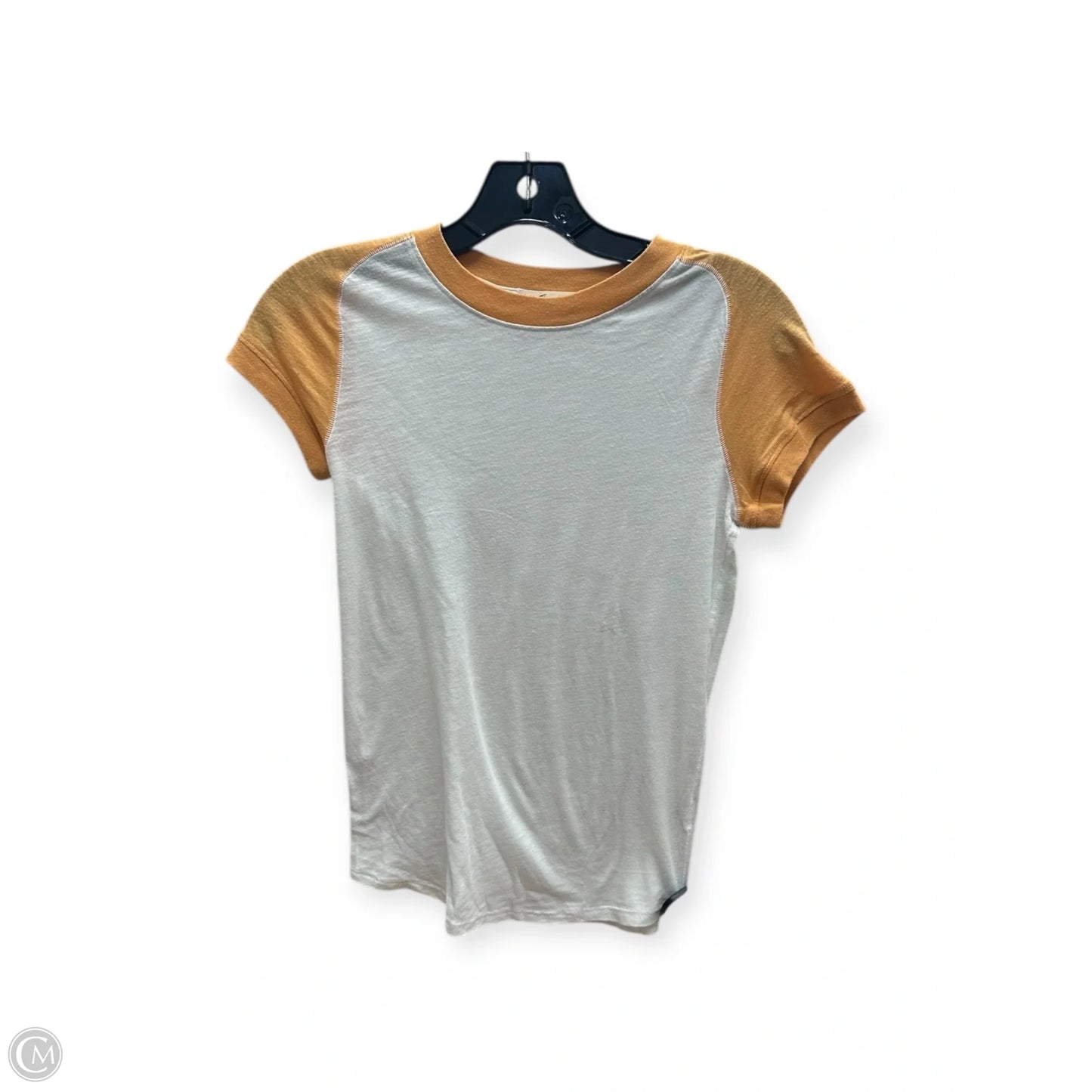 Top Short Sleeve Basic By We The Free In White & Yellow, Size: S