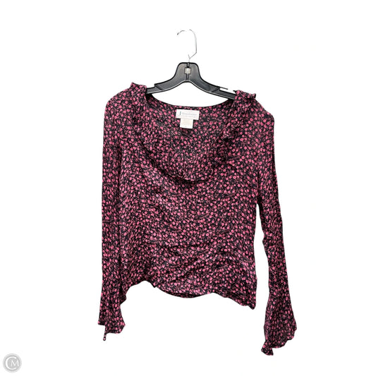 Top Long Sleeve By J. Marco Catalog In Black & Pink, Size: M