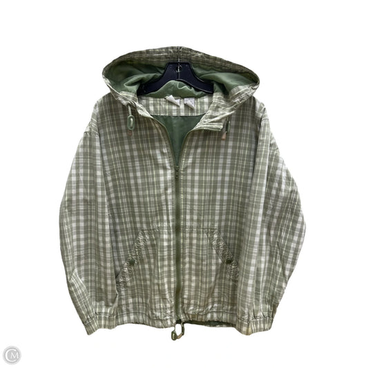 Jacket Windbreaker By Cherokee In Green & White, Size: S