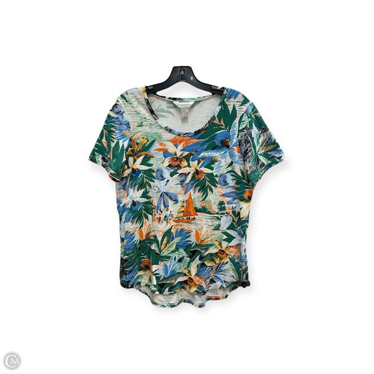 Top Short Sleeve Basic By Christopher And Banks In Blue & Green, Size: M