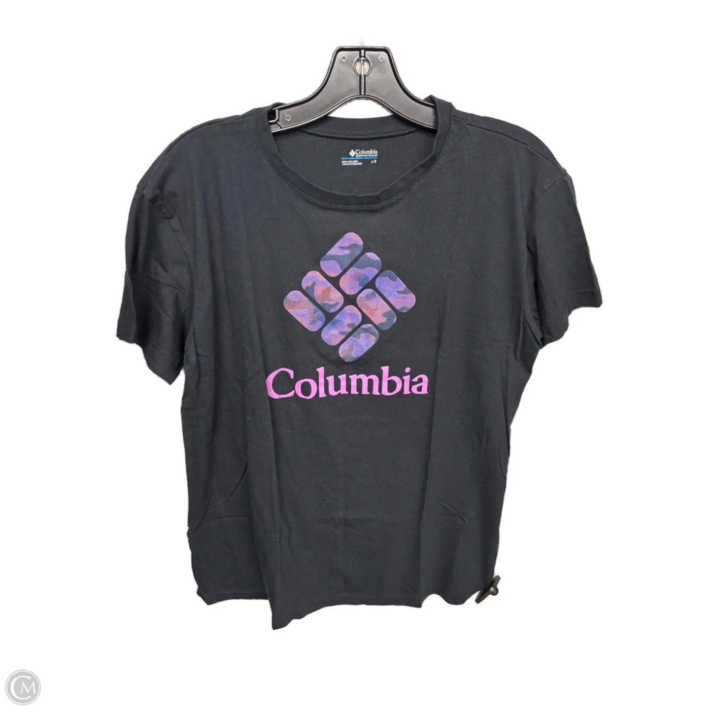 Athletic Top Short Sleeve By Columbia In Black & Purple, Size: L