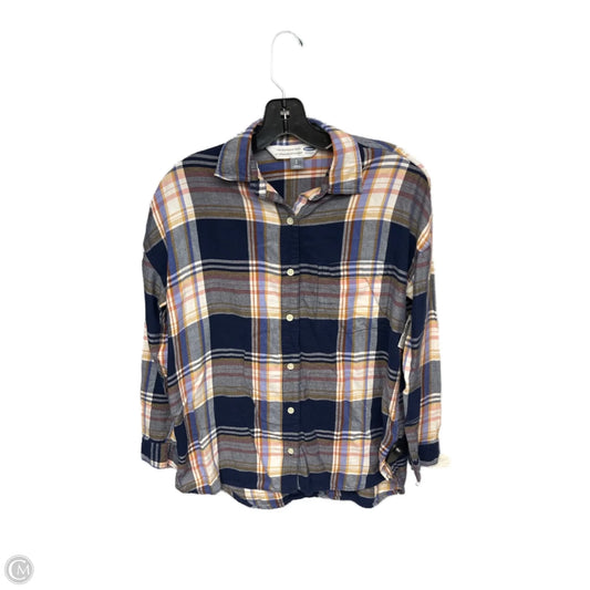 Top Long Sleeve By Old Navy In Blue & Cream, Size: S