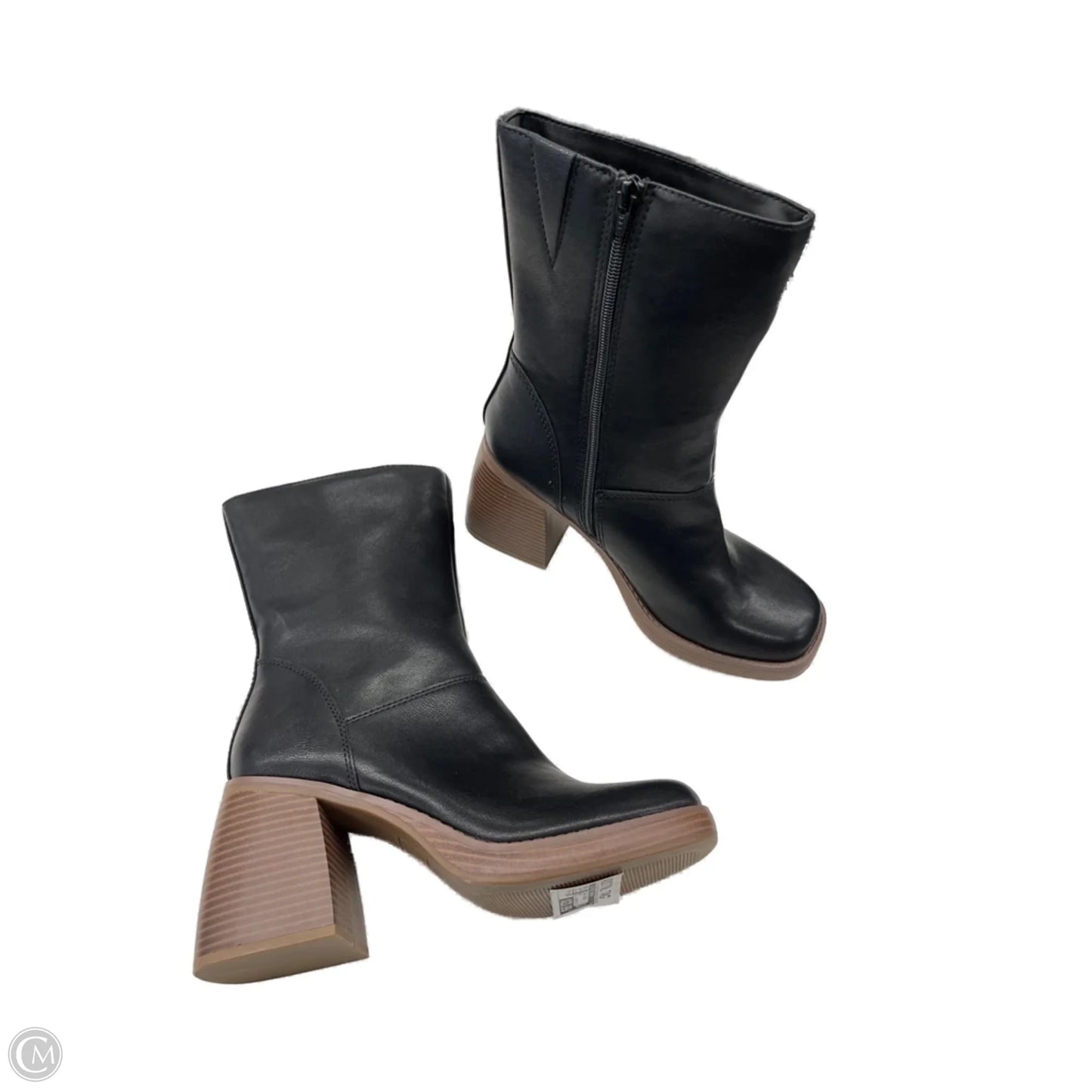 Boots Mid-calf Heels By Clothes Mentor In Black & Brown, Size: 7.5