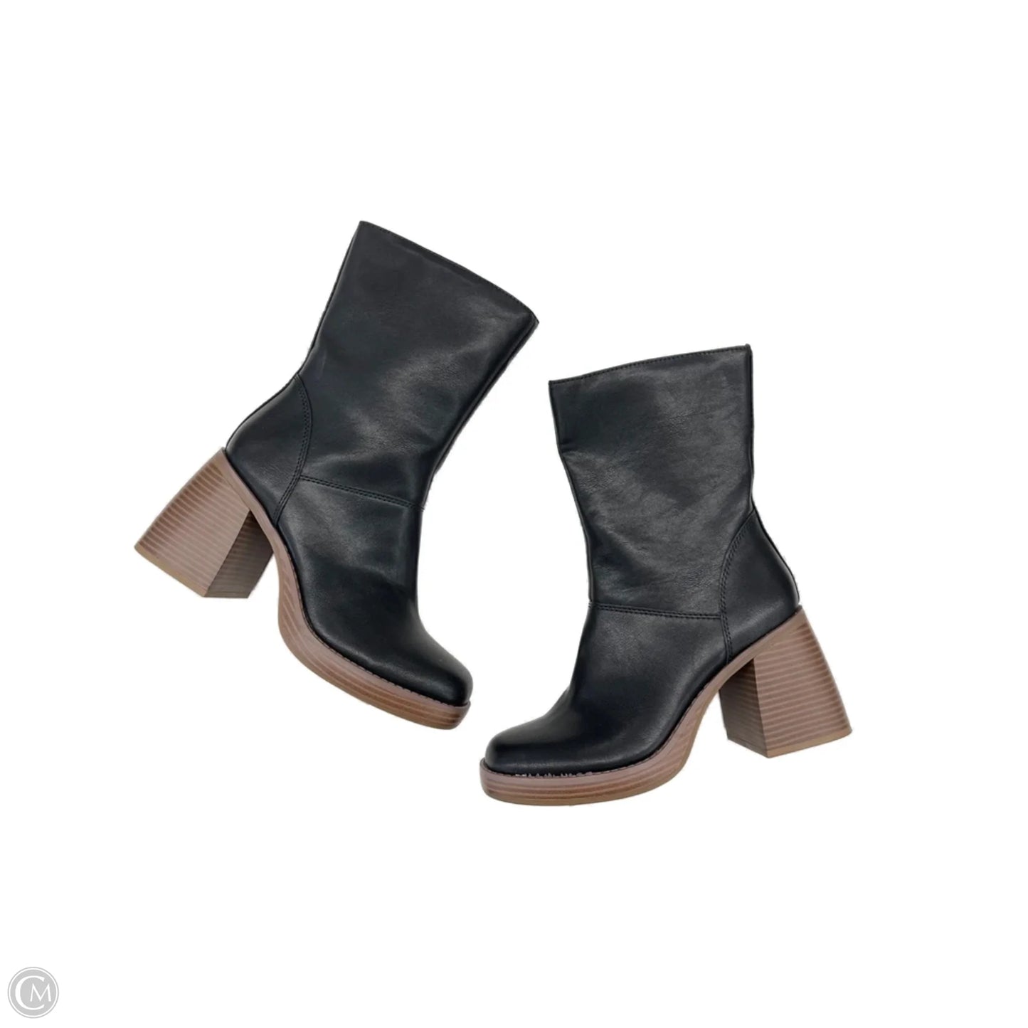 Boots Mid-calf Heels By Clothes Mentor In Black & Brown, Size: 7.5