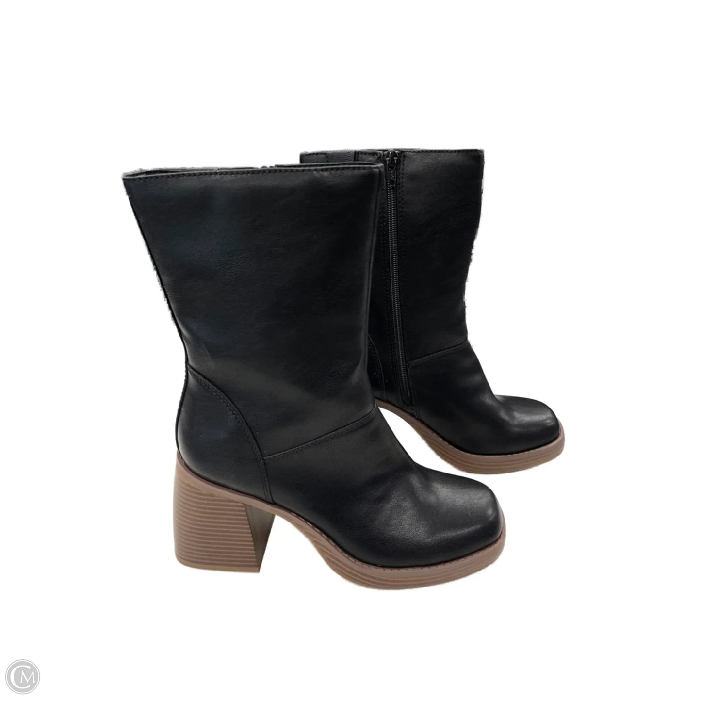 Boots Mid-calf Heels By Clothes Mentor In Black & Brown, Size: 7.5