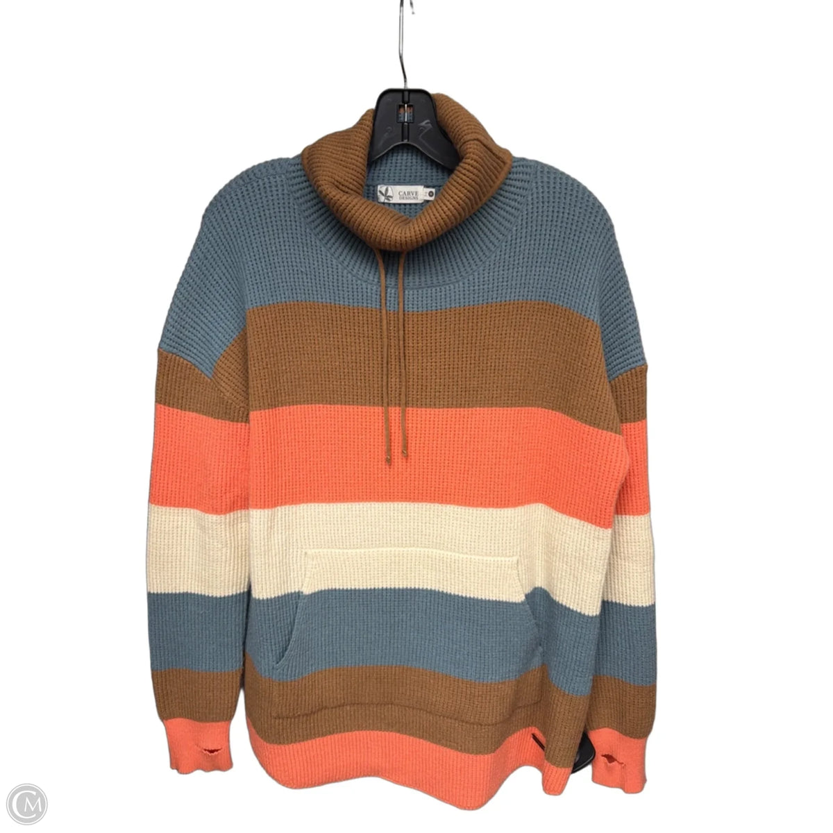 Sweater By Carve Designs In Brown & Orange, Size: M