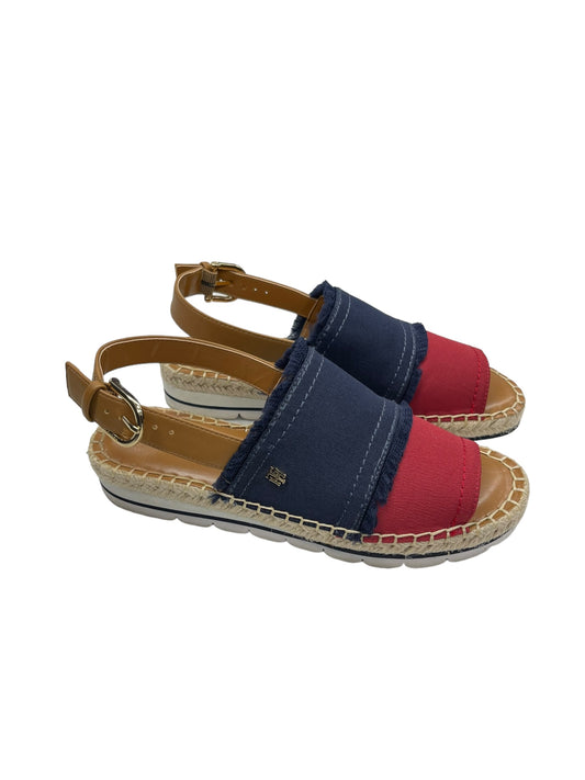 Blue & Red Sandals Designer Tommy Hilfiger, Size 5.5