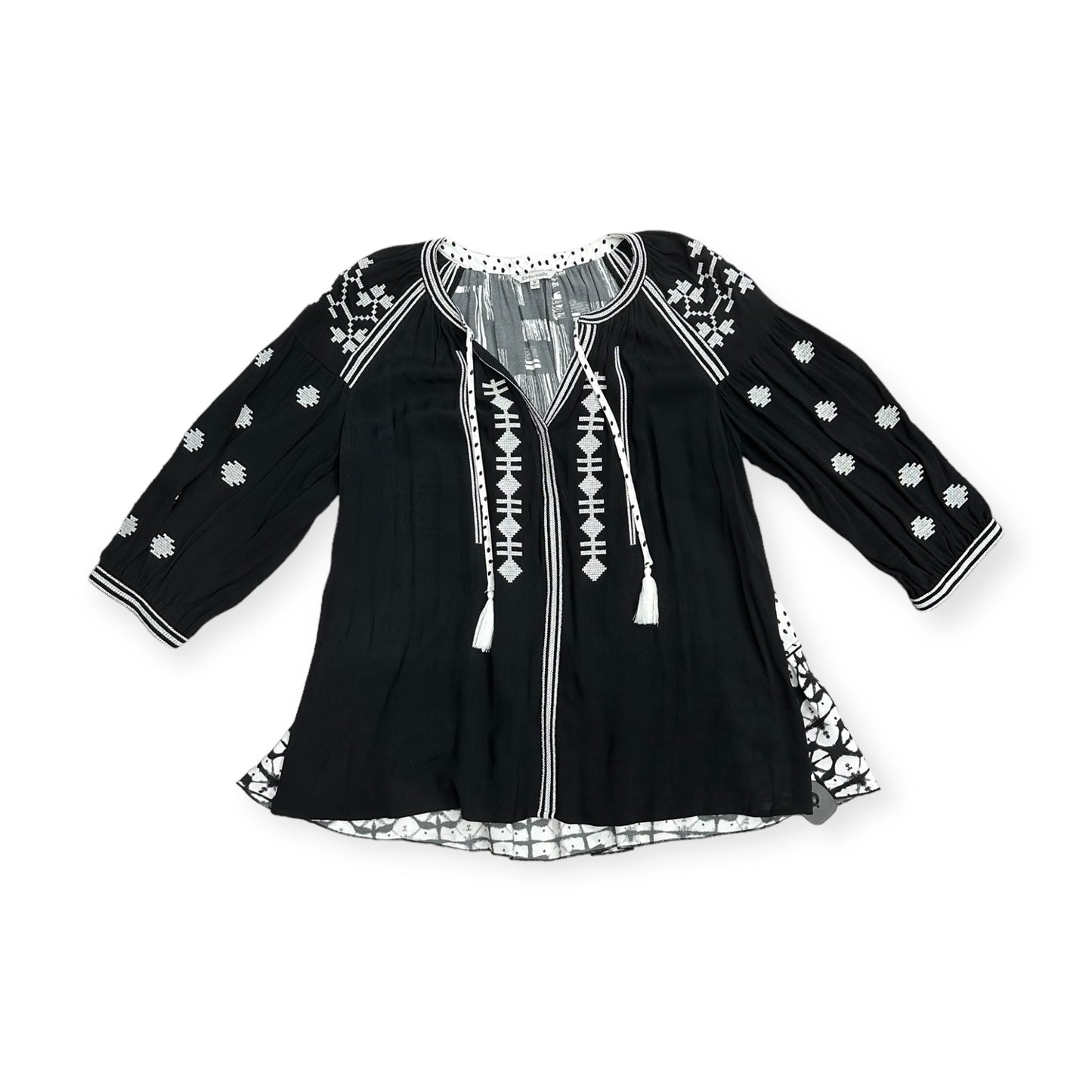 Top Long Sleeve By John Mark In Black & White, Size: Xl