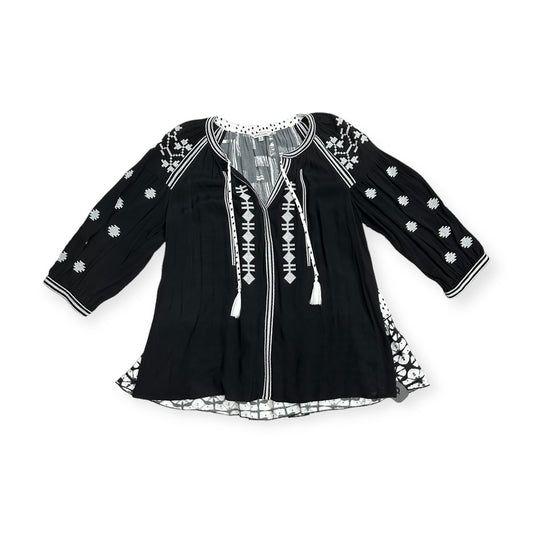 Top Long Sleeve By John Mark In Black & White, Size: Xl