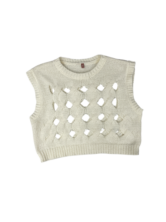 Vest Sweater By Clothes Mentor In Ivory, Size: Osfm