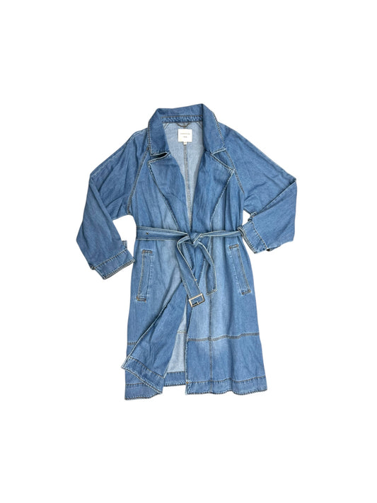 Coat Trench Coat By Habitual In Blue Denim, Size: Xl