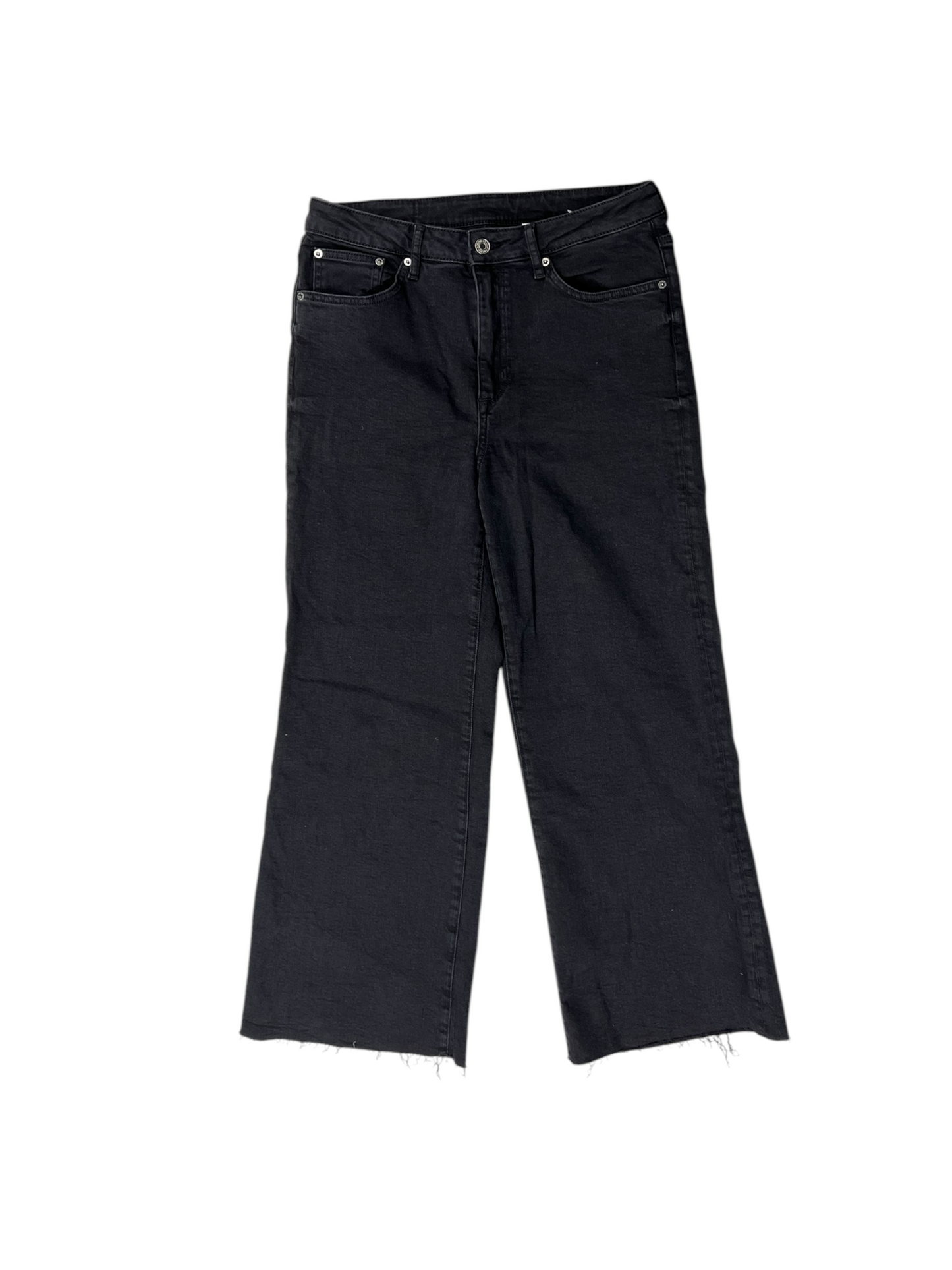 Jeans Wide Leg By H&m In Black Denim, Size: 10