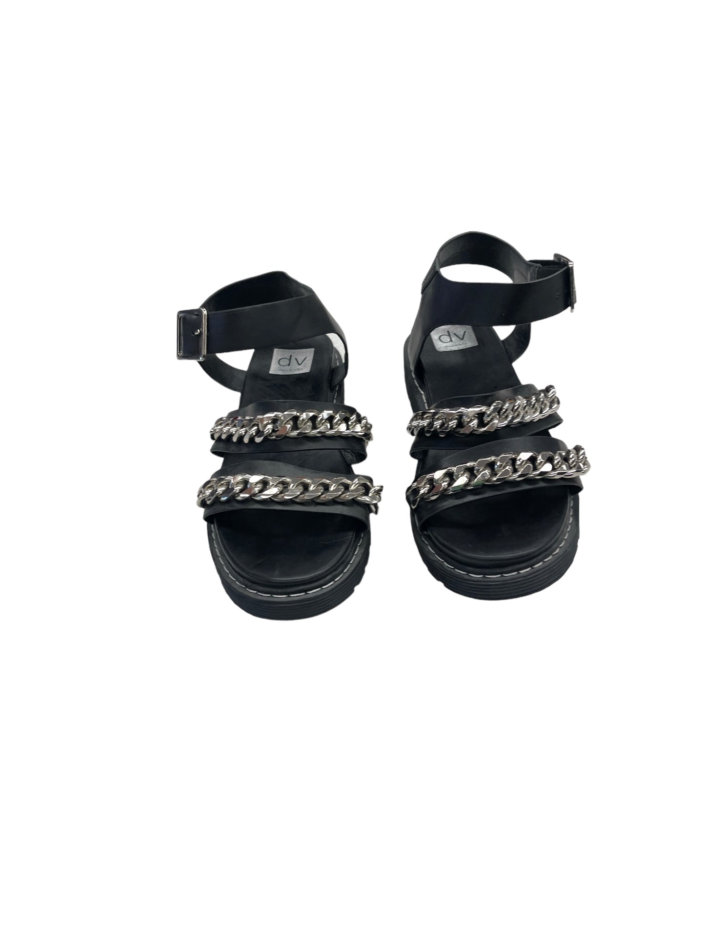 Black & Silver Sandals Flats Dolce Vita, Size 9