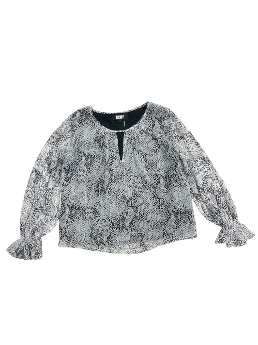 Top Long Sleeve By Dkny In Snakeskin Print, Size: L