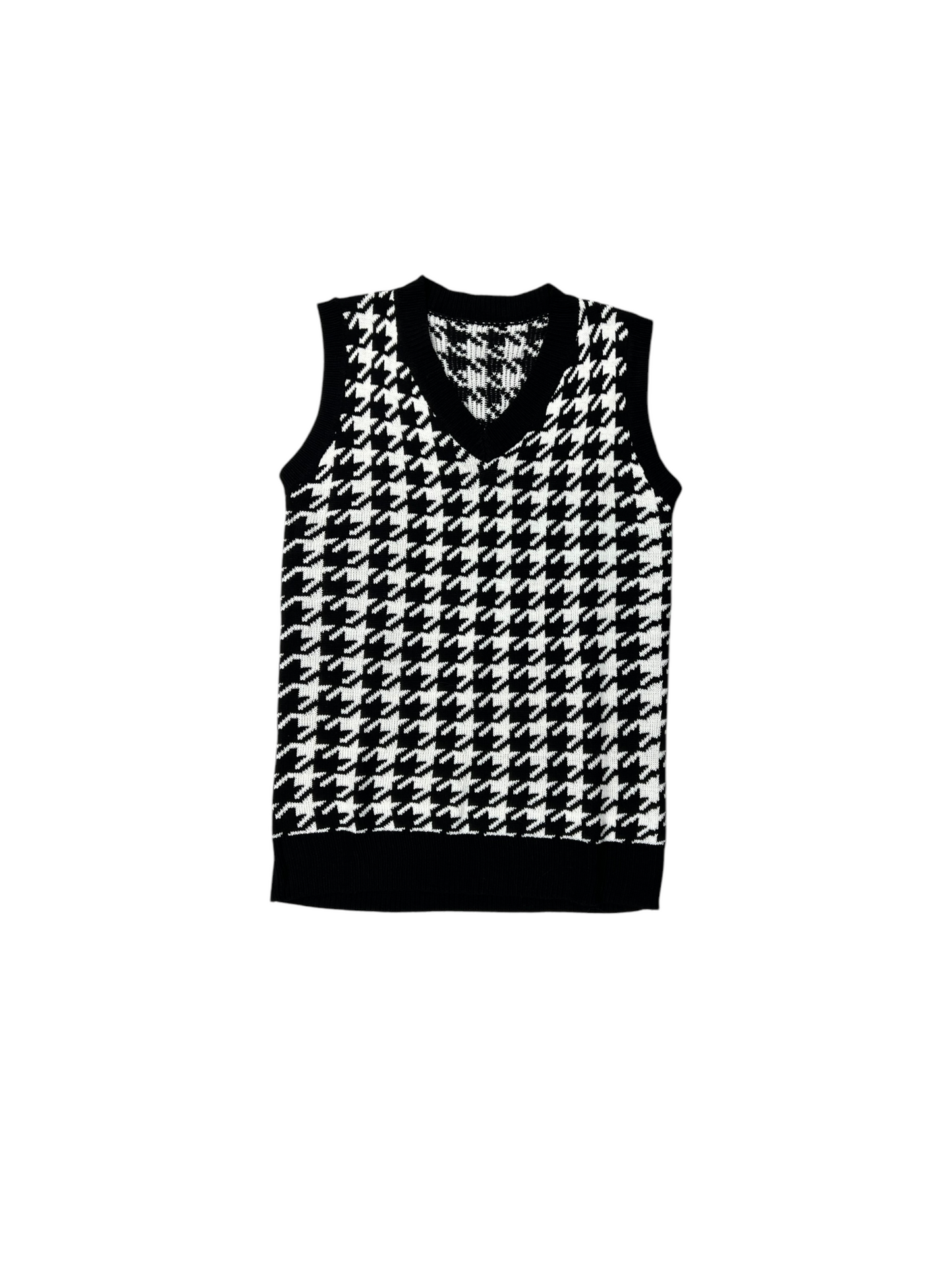 Vest Sweater By Clothes Mentor In Black & White, Size: L