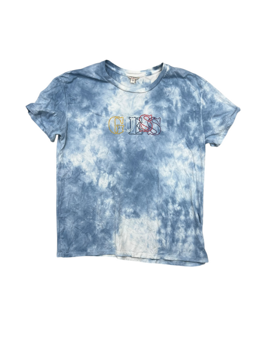 Top Short Sleeve By Guess In Tie Dye Print, Size: L