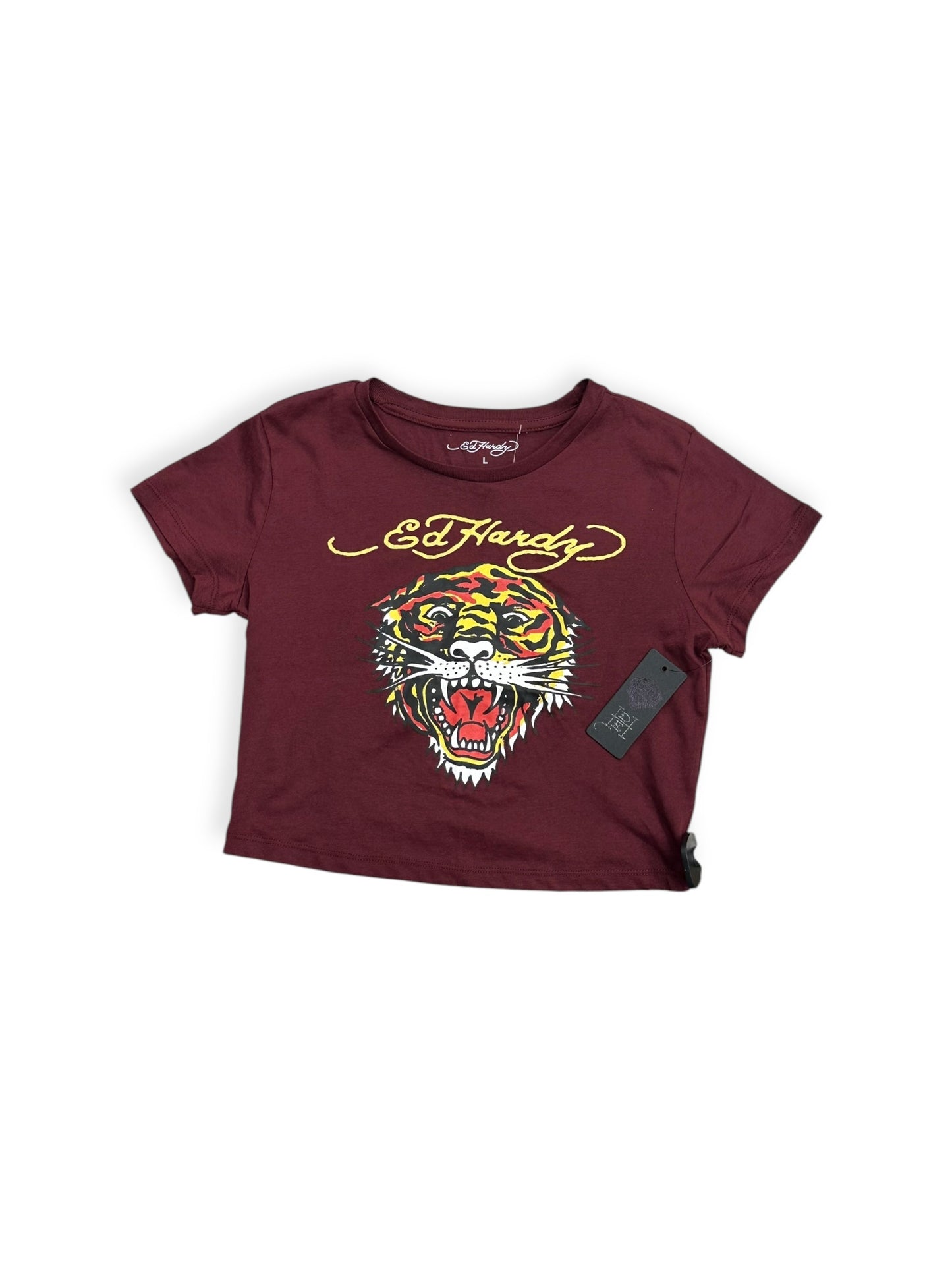Top Short Sleeve By Ed Hardy In Maroon, Size: L