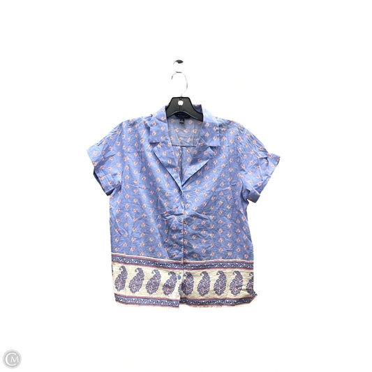 Top Short Sleeve By Banana Republic In Blue & White, Size: S