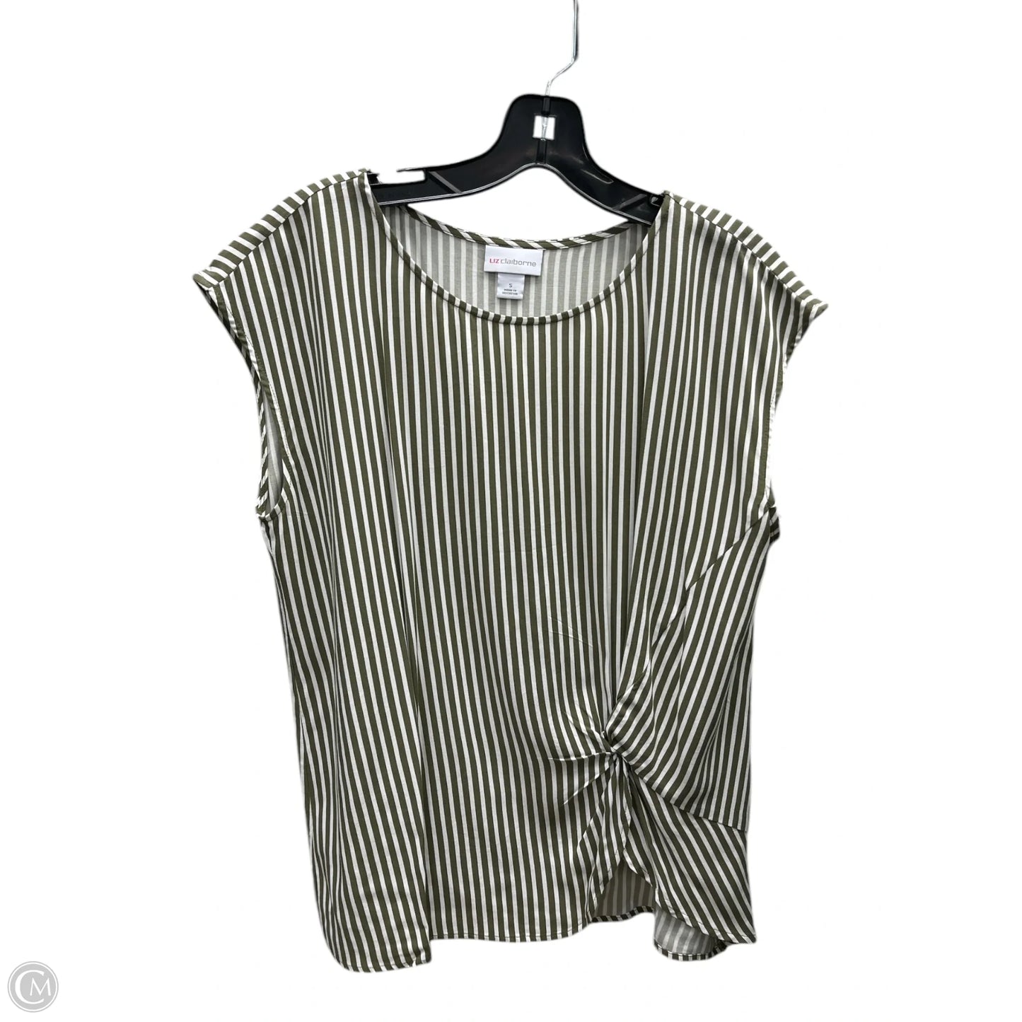 Top Sleeveless By Liz Claiborne In Green & White, Size: S