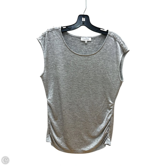 Top Short Sleeve By Calvin Klein In Grey, Size: M