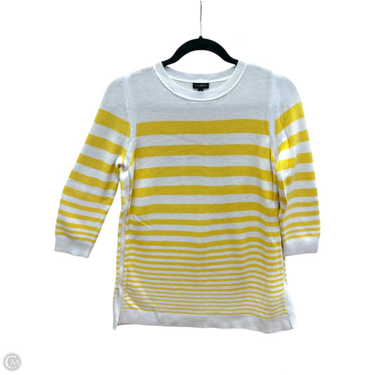 Top 3/4 Sleeve By Talbots In White & Yellow, Size: S