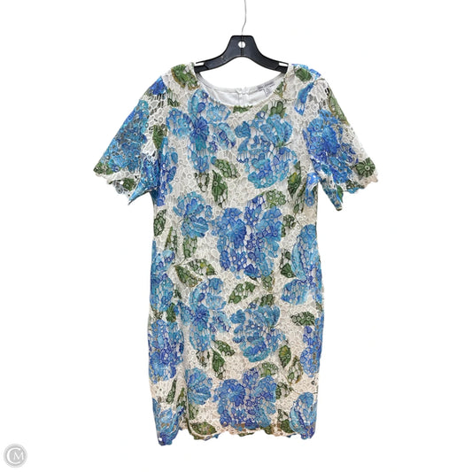 Dress Casual Midi By Nina Leonard In Blue & White, Size: Xl