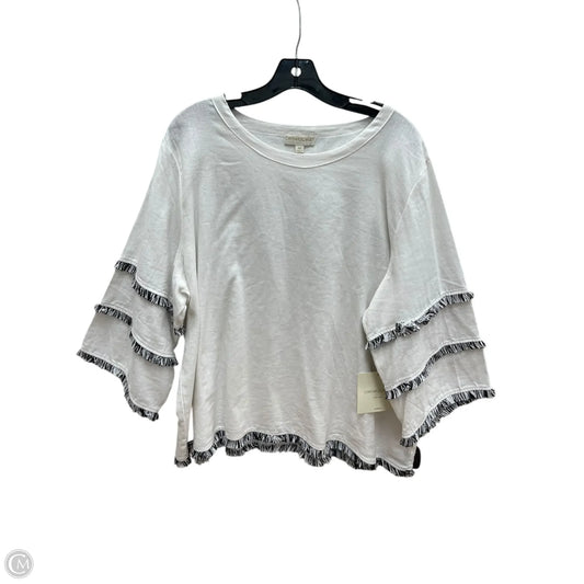 Top Long Sleeve By Cynthia Rowley In White, Size: 1x