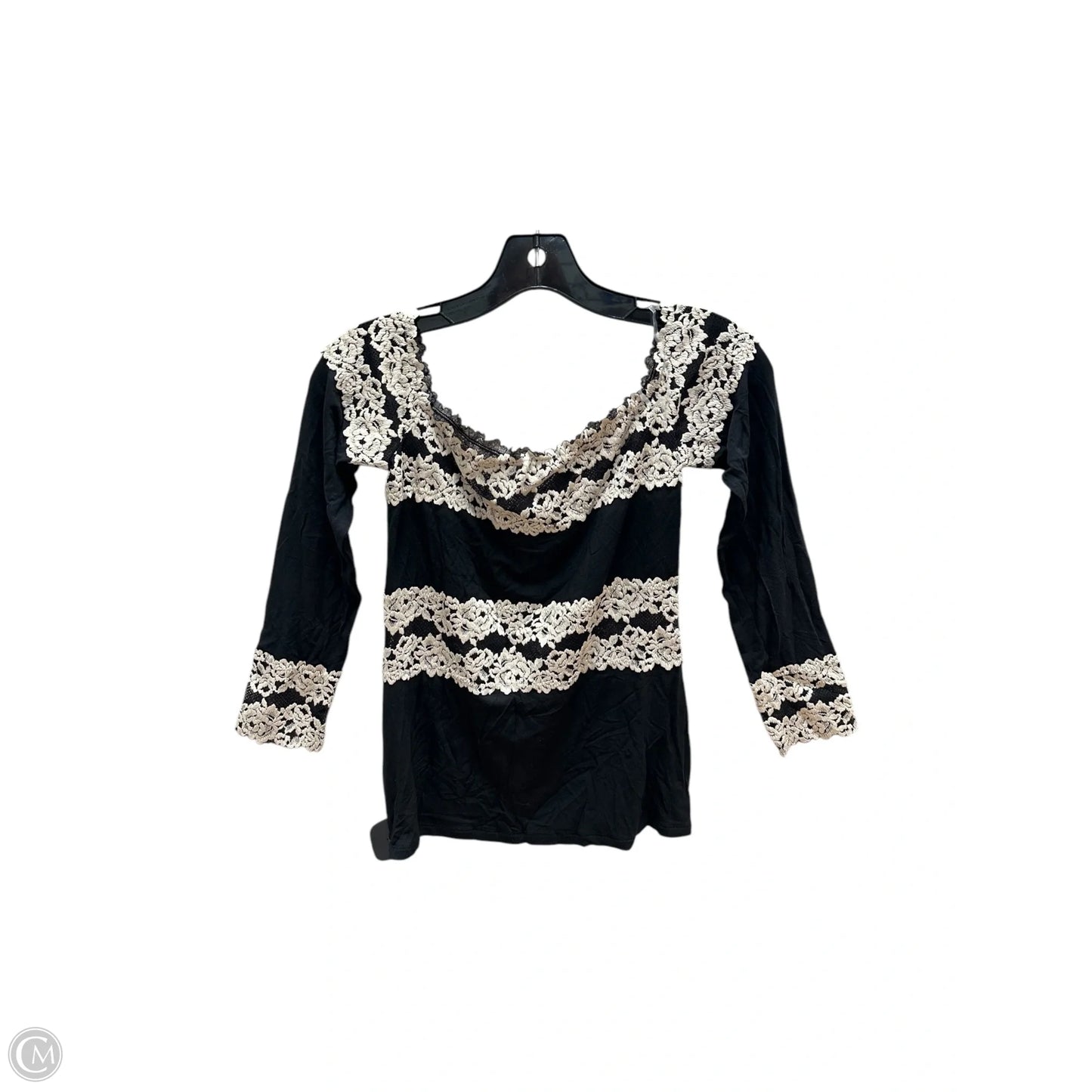 Top Long Sleeve By Clothes Mentor In Black & Cream, Size: M