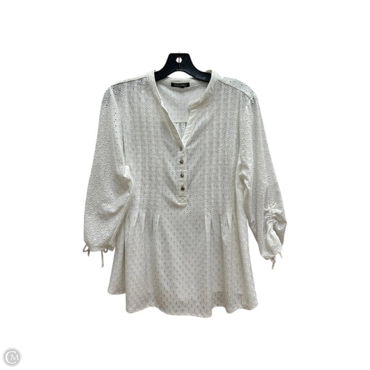 Top Long Sleeve By Roz And Ali In White, Size: 1x