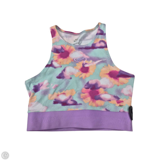 Athletic Tank Top By Nike Apparel In Floral Print, Size: M