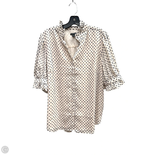 Top Short Sleeve By Ann Taylor In Blue & Tan, Size: L