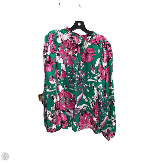 Top Long Sleeve By Carolina Belle In Green & Pink, Size: L