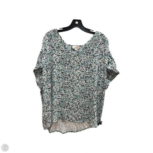Top Short Sleeve By Loft In Blue & Grey, Size: Xl