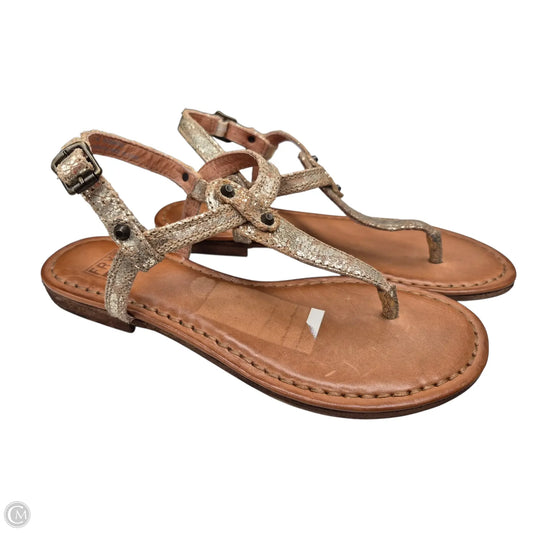 Sandals Designer By Frye In Brown & Gold, Size: 6.5
