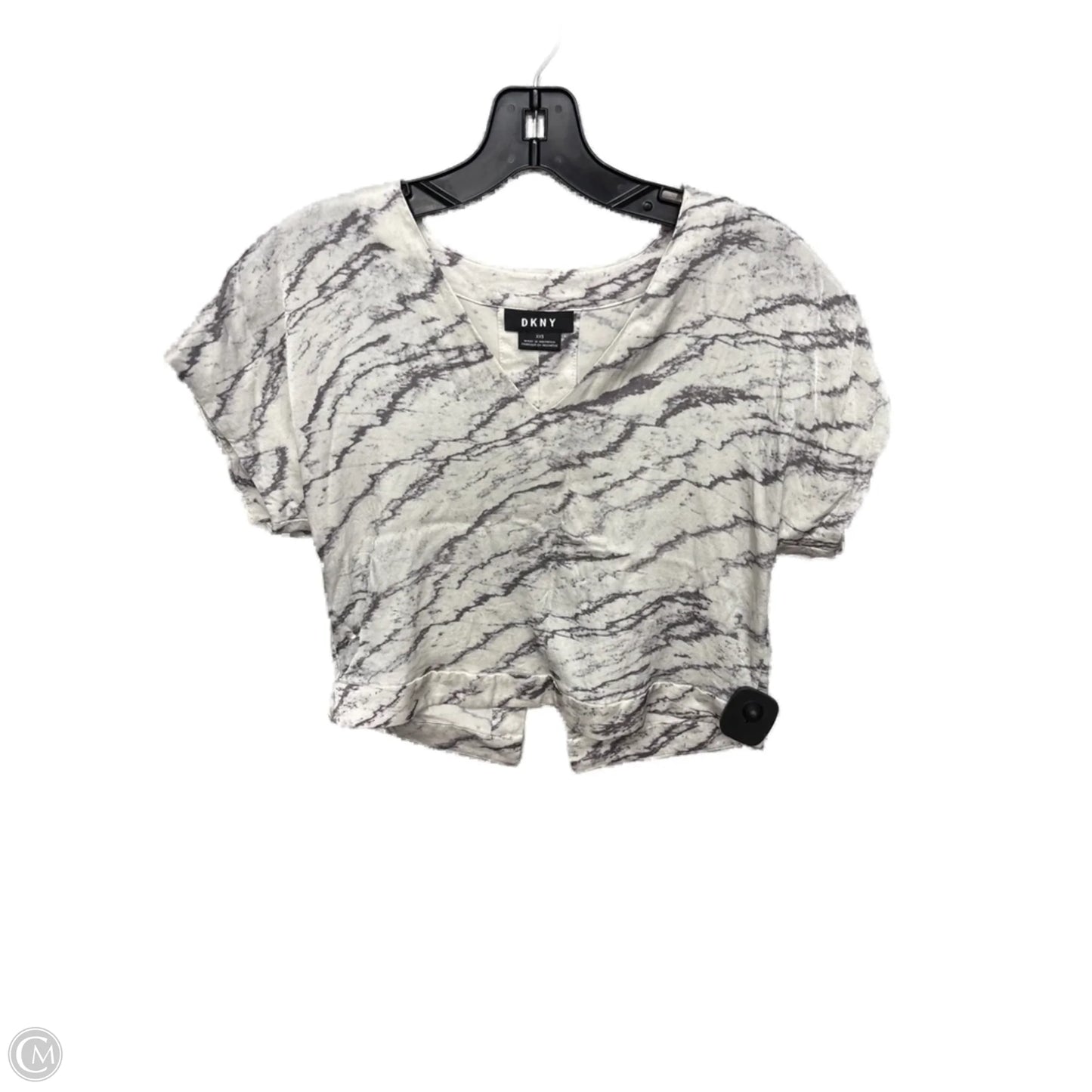 Top Short Sleeve By Dkny In Grey & White, Size: Xxs