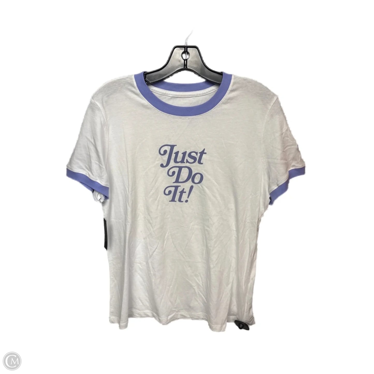 Athletic Top Short Sleeve By Nike Apparel In Blue & White, Size: L