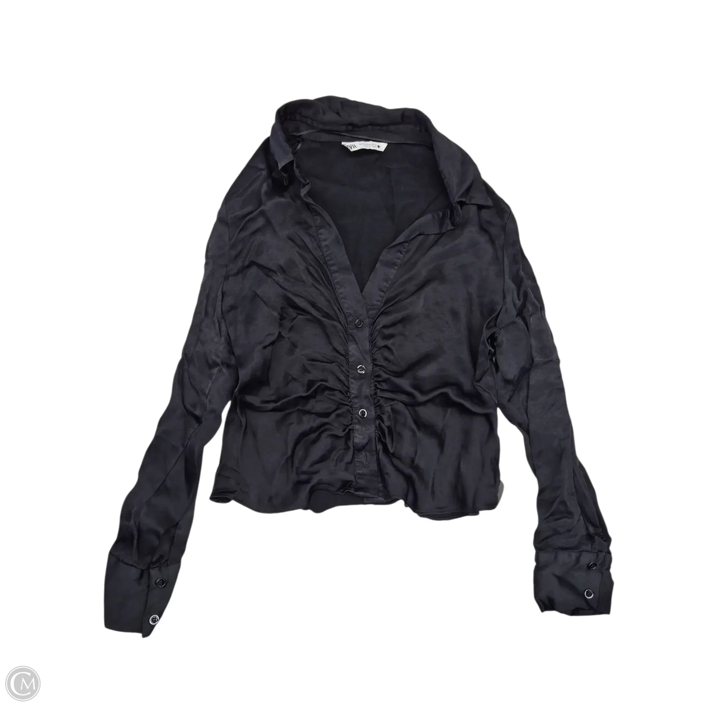 Top Long Sleeve By Zara Basic In Black, Size: Xl