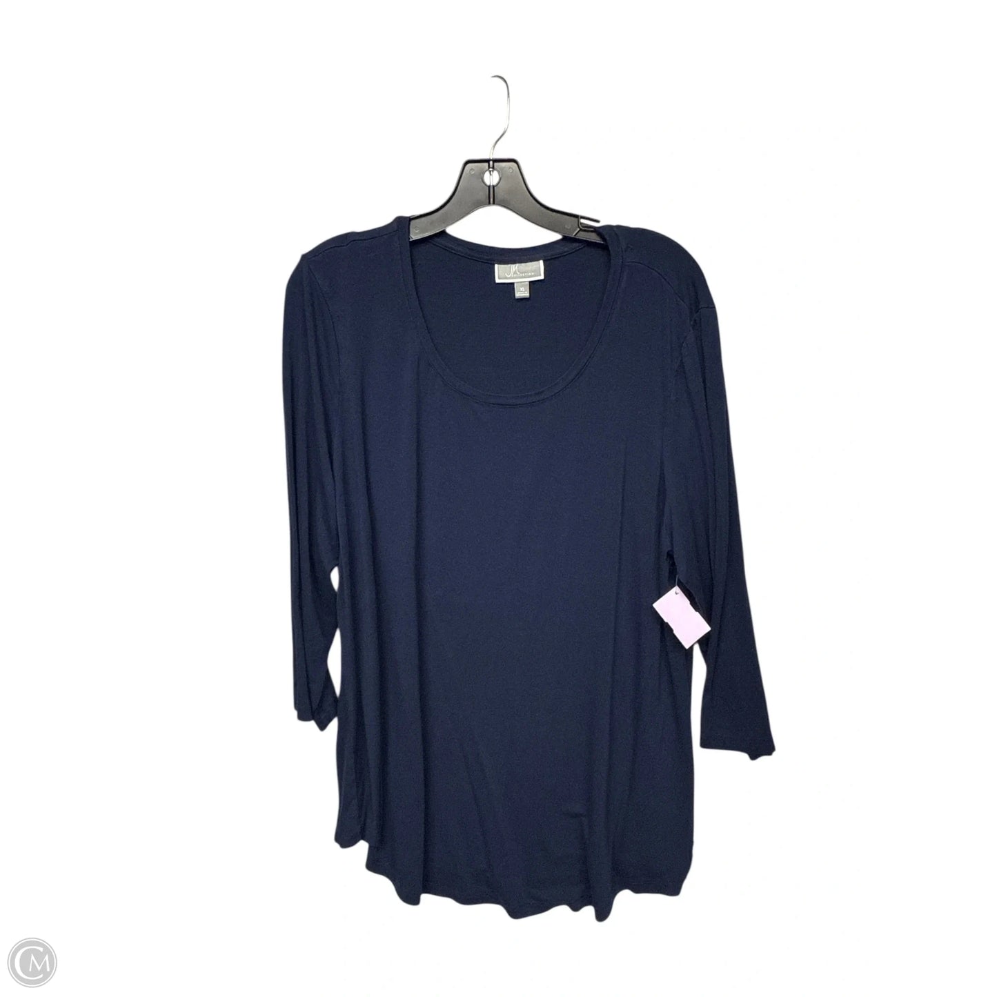 Top 3/4 Sleeve Basic By Jm Collections In Navy, Size: Xl