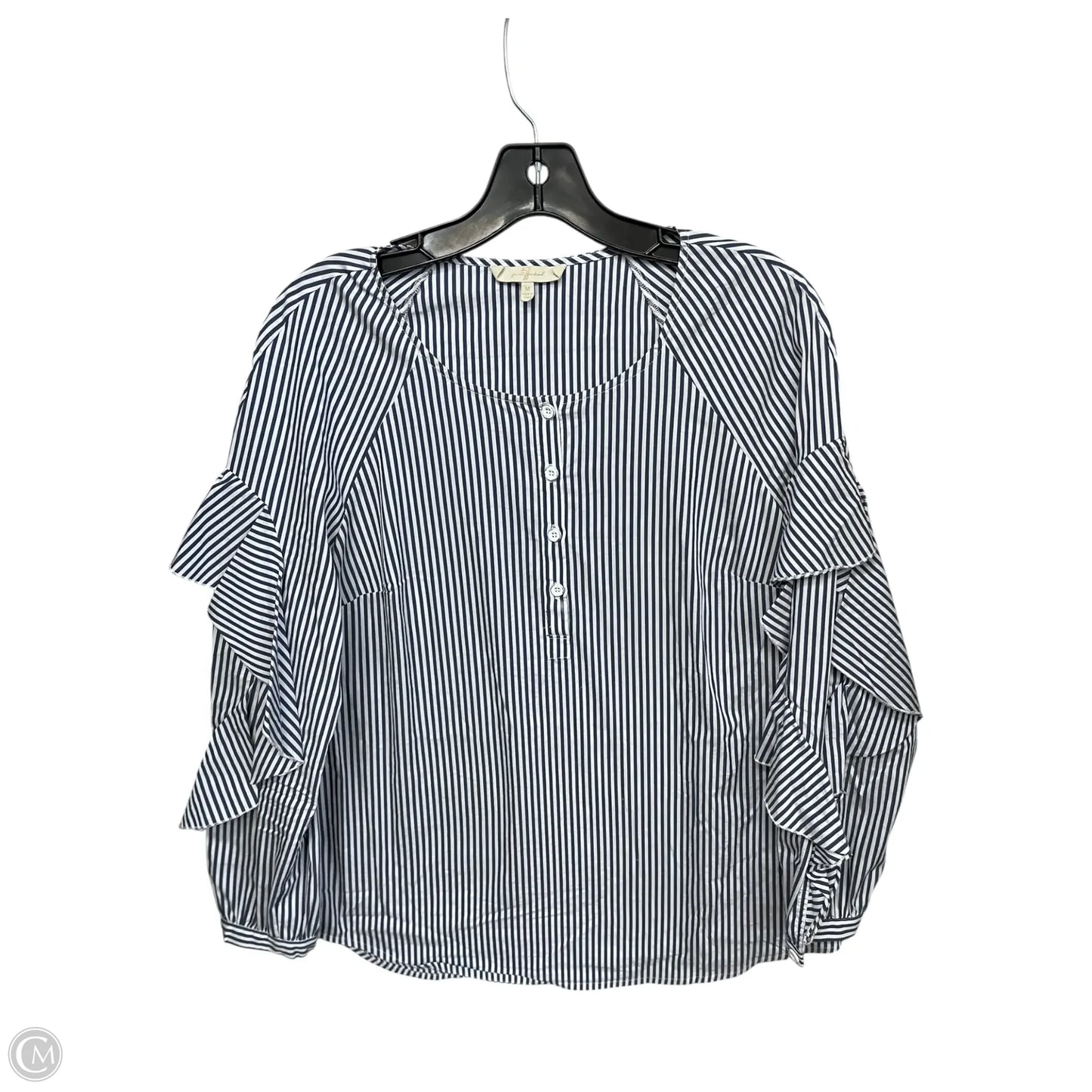 Top Long Sleeve By 7 For All Mankind In Blue & White, Size: M