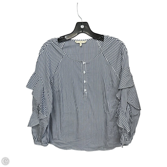 Top Long Sleeve By 7 For All Mankind In Blue & White, Size: M